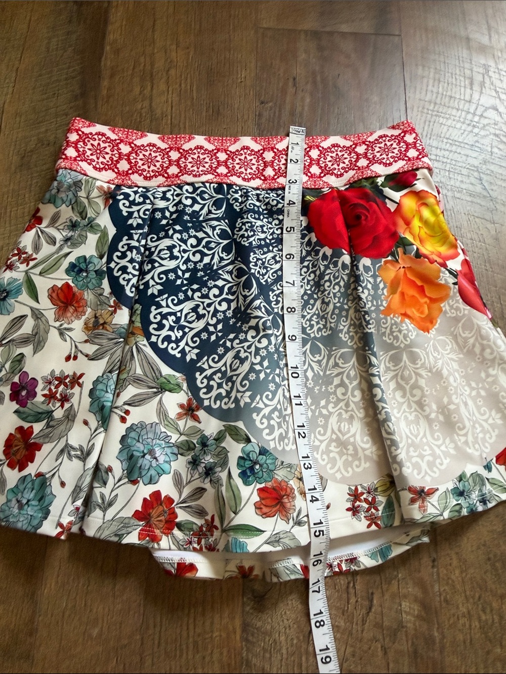 Johnny Was Multicolor Floral Circle Skirt with Red Waistband - Picture 7 of 10